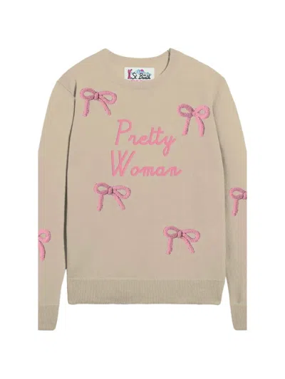 Mc2 Saint Barth New Queen Bow-embellished Sweater In Neutral