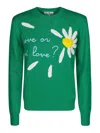 Mc2 Saint Barth Woman Brushed Sweater With Daisy Print In Green