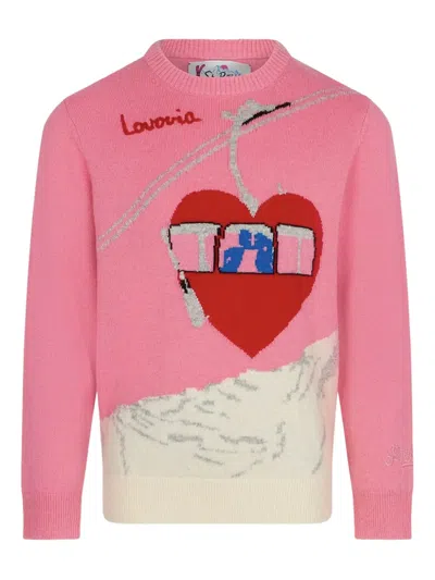 Mc2 Saint Barth New Queen C Graphic-heart Jumper In Pink