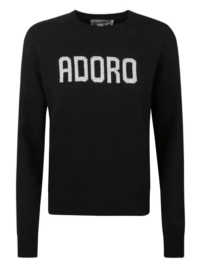 Mc2 Saint Barth Black Jacquard Wool Blend New Queen Sweater In Nero