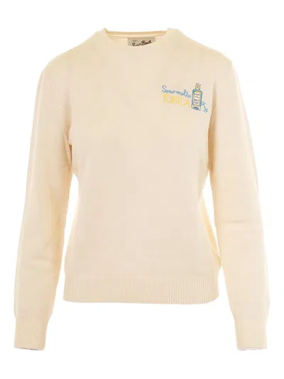 Mc2 Saint Barth New Queen Embroidered Sweater In Neutral