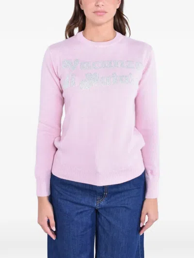 Mc2 Saint Barth New Queen Embroidered Sweater In Purple
