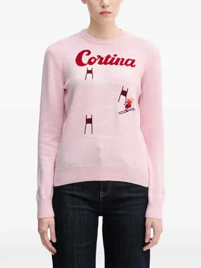 Mc2 Saint Barth New Queen Front-graphic Crew-neck Sweater In Pink