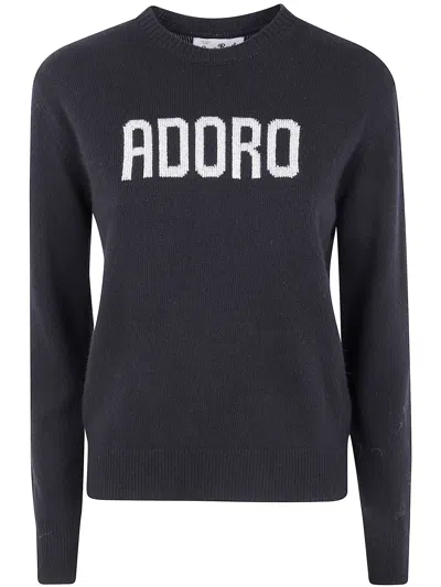 Mc2 Saint Barth Contrasting Text Knit Sweater With Crew Neckline In Black