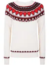 Mc2 Saint Barth Nordic-style Heart Print Sweater In White