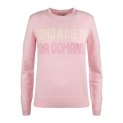 Mc2 Saint Barth New Queen Pink Cashmere Blend Sweater With Jacquard I'm On A Diet (starting Tomorrow
