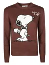 Mc2 Saint Barth New Queen Snoopy Caffe-graphic Long-sleeves Sweater In Brown
