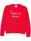Mc2 Saint Barth Woman Sweater With Material Girl Embroidery Niki Dj Special Edition In Red