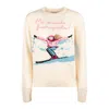 Mc2 Saint Barth New Queen White Cashmere Blend Sweater With Postcard Jacquard And Embroidery In Multi