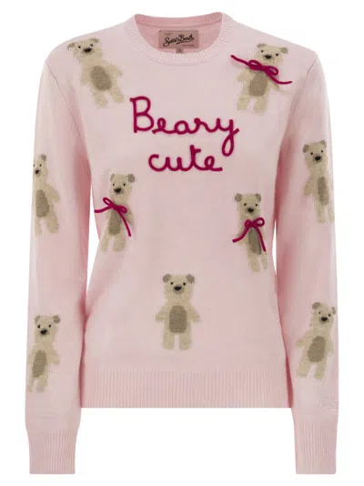 Mc2 Saint Barth New Queen Wool Blend Jumper With Embroidery In Pink