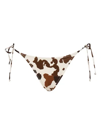 Mc2 Saint Barth Nora Cow-print Tie-side Bottoms