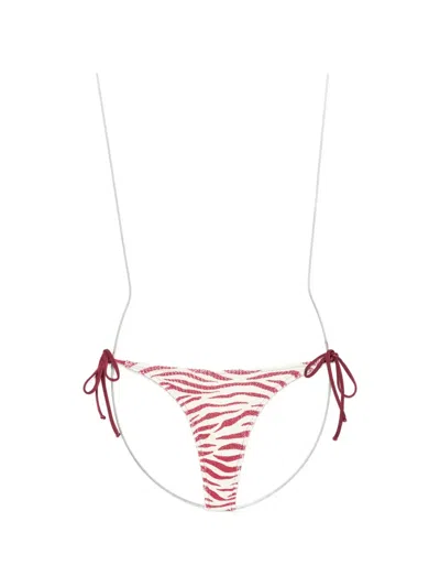 Mc2 Saint Barth Norah Crinkle Zebra-print Bikini Bottoms In Neutral