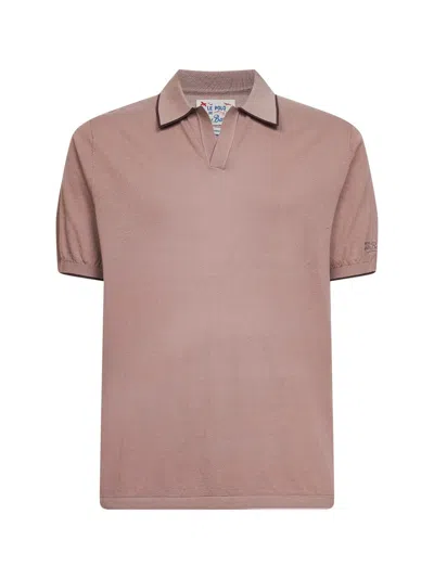 Mc2 Saint Barth Nut Cotton Knit Sloan Buttonless Polo Shirt In Gray