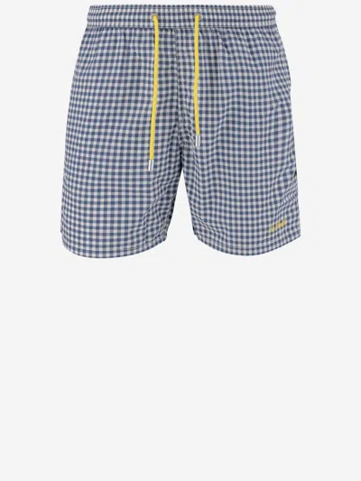 Mc2 Saint Barth Check-print Swim Shorts In Blue