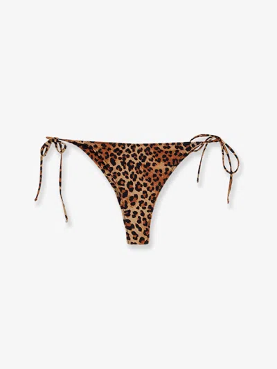 Mc2 Saint Barth Nylon Bikini Bottoms With Animal Print In Multi