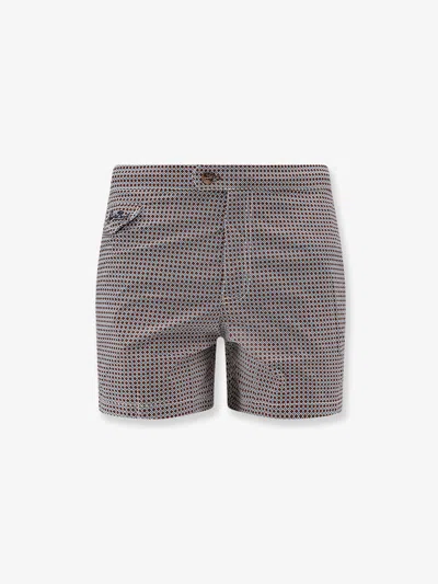 Mc2 Saint Barth Nylon Swim Shorts With Micro-pattern In Gray