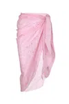 Mc2 Saint Barth Oasi Silk Voile Long Pareo With Bandanna Print Pink In Pink