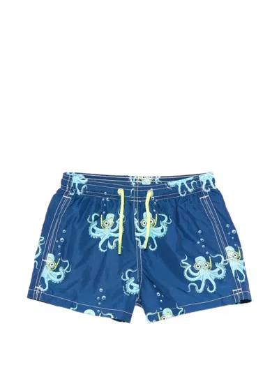 Mc2 Saint Barth Kids' Octopus Print Swim Shorts In Blue