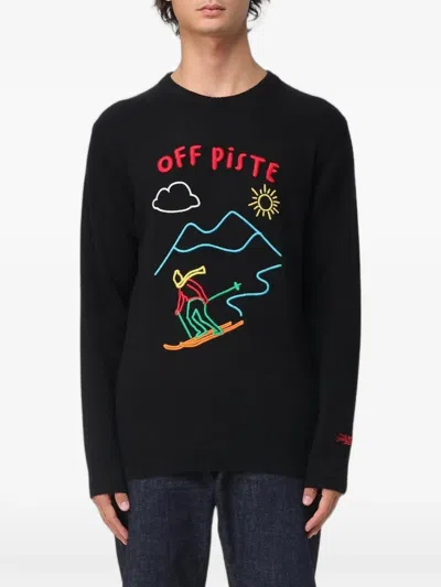 Mc2 Saint Barth Crew Neck Graphic Design Long Sleeves Sweater In Black