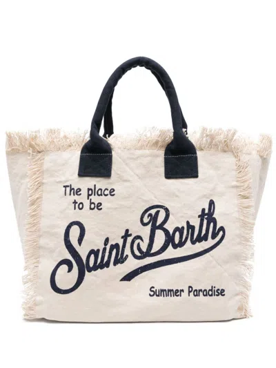 Mc2 Saint Barth Off White Logo Tote