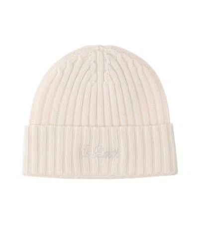 MC2 SAINT BARTH MEN OFF WHITE RIBBED LOGO BEANIE HAT, ONESIZE LUXURY HATS FOR MEN DARVEYS