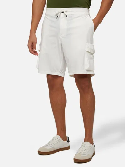 Mc2 Saint Barth Off-white Technic Fabric Bermuda Shorts Deck