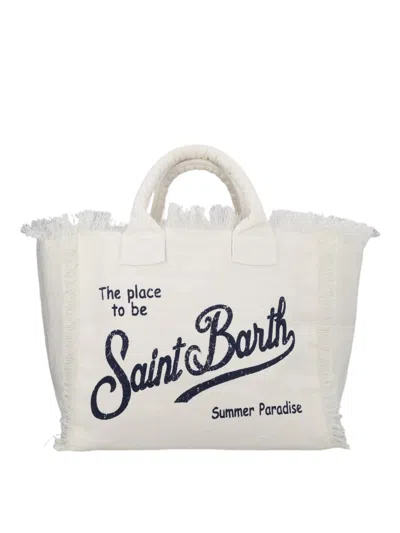 Mc2 Saint Barth Off-white Frayed Edges Tote Bag