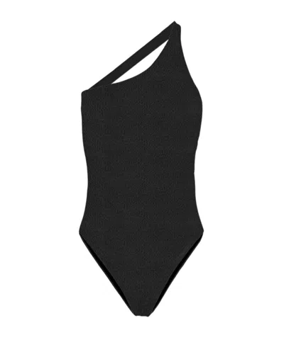 Mc2 Saint Barth One-shouldered One-piece Swimsuit In Black