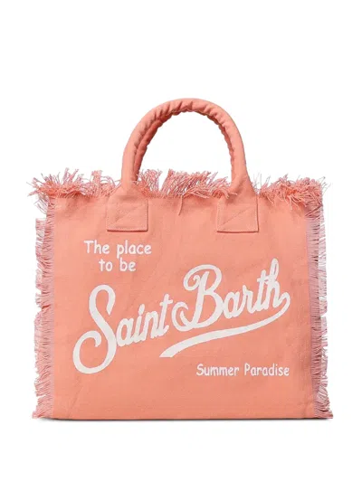 Mc2 Saint Barth Orange Canvas Colette Bag With Fringes
