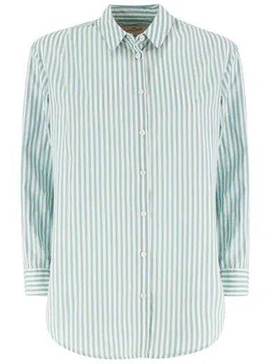 Mc2 Saint Barth Oversized Striped Shirt With Button-down Front