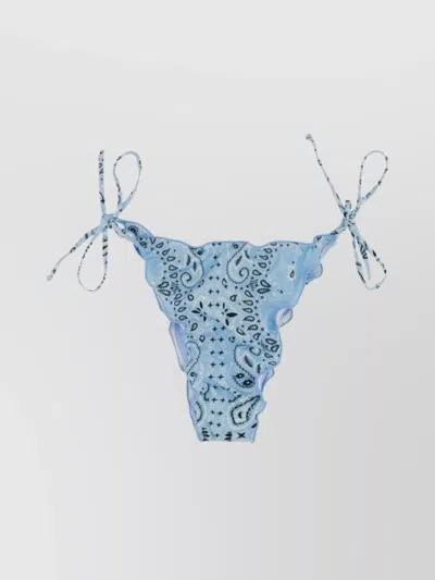 Mc2 Saint Barth Paisley Halter Tie-side Triangle Bikini In Blue