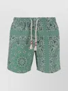 Mc2 Saint Barth Paisley Pattern Swim Shorts With Side And Rear Pockets In Green