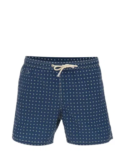 Mc2 Saint Barth Paisley Polka-dot Swim Shorts In Blue