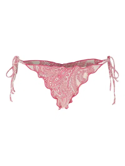Mc2 Saint Barth Paisley-print Bikini Bottoms In Pink