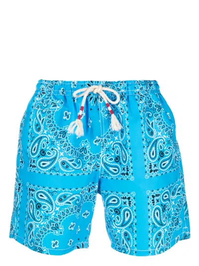 Mc2 Saint Barth Paisley-print Swim Shorts In Blue