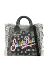 Mc2 Saint Barth Paisley-print Fringed Tote Bag In Black