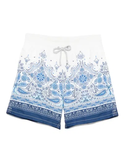 Mc2 Saint Barth Paisley-print Swim Shorts In Blue