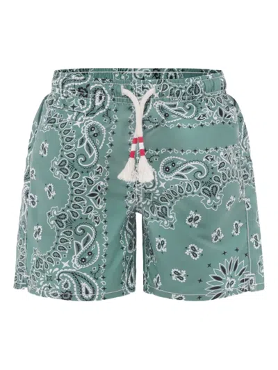 Mc2 Saint Barth Kids' Paisley-print Swim Shorts In Green