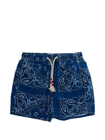 Mc2 Saint Barth Kids' Paisley-print Drawstring Swim Shorts In Blue