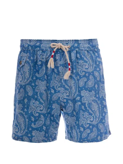 Mc2 Saint Barth Paisley-print Drawstring Swim Shorts In Blue