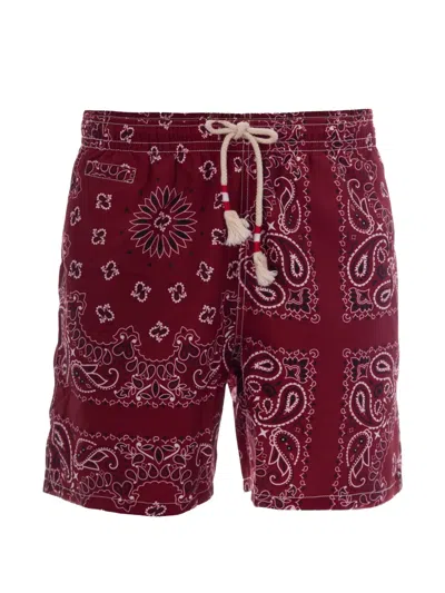 Mc2 Saint Barth Paisley-print Drawstring Swim Shorts In Burgundy