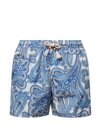 Mc2 Saint Barth Paisley-print Drawstring Swim Shorts In White