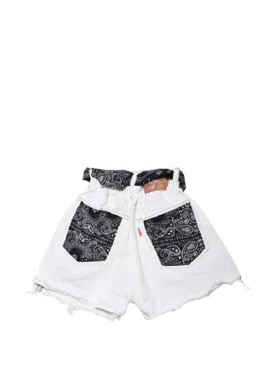 Mc2 Saint Barth Paisley-print Frayed-edge Shorts In Multi
