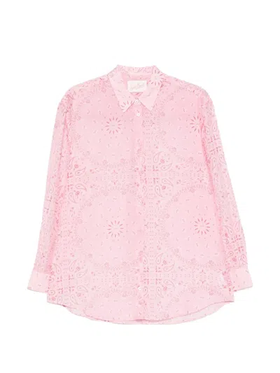Mc2 Saint Barth Paisley-print Long-sleeve Cotton Shirt In Pink