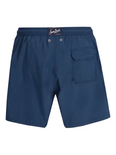 Mc2 Saint Barth Palm-tree Embroidered Swim Shorts In Blue