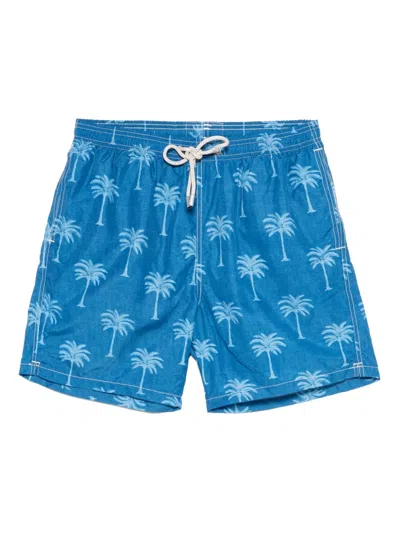 Mc2 Saint Barth Palm Tree-print Swim Shorts In Blue