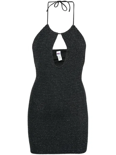Mc2 Saint Barth Palmer Lurex Mini Dress In Schwarz