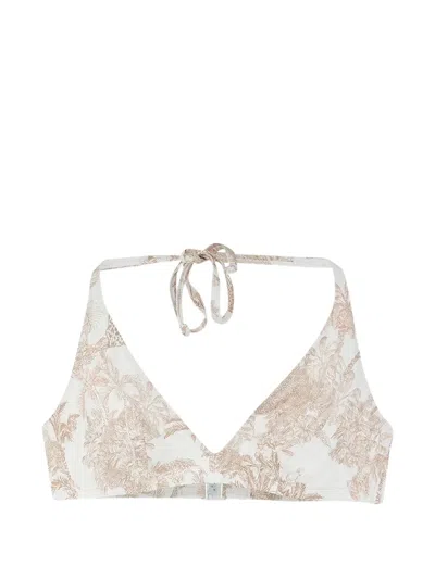 Mc2 Saint Barth Palm-print Bikini Top In Multi