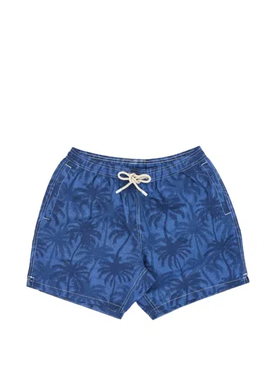 Mc2 Saint Barth Palm-print Drawstring Swim Shorts In Multi
