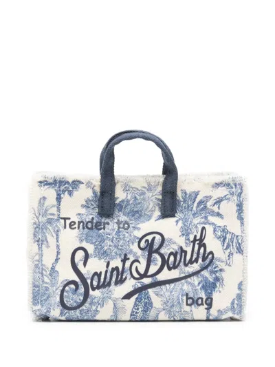 Mc2 Saint Barth Palm-print Frayed Phone Bag In Neutral